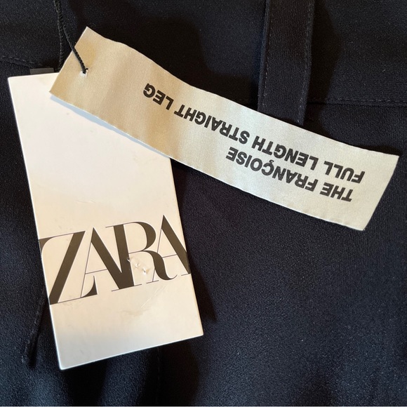 ZARA Size Medium Black Dress Pants Full Length Straight Leg Sewn-Leg-Line NEW - Picture 8 of 16